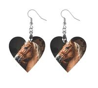 Top Carpenter's Horse Head Wooden Earrings for Women, Vintage Elegant Wood Jewelry, Lightweight Earrings for Wedding, Party, Everyday Jewelry Gift, Love, Wood, wood