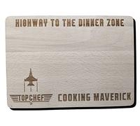 TOP Chef Cooking Maverick Highway to The Dinner Zone Chopping Board Wood Present Fan Gift (24x17x1.5 cm Premium Hardwood)