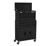 Top chest & Roll cab 6 Drawer with Ball Bearing Slides Black SealeyAP22BK