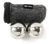 Top Chi 1 lb. 1.5 Inch Solid Stainless Steel Baoding Balls with Carry Pouch. Non-Chiming Chinese Health Balls for Hand Therapy, Exercise, and Stress Relief