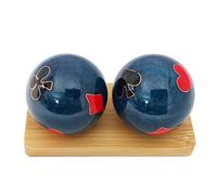 Top Chi Poker Baoding Balls with Bamboo Stand. Chiming Chinese Health Balls for Hand Therapy, Exercise, and Stress Relief (Large 2 Inch)
