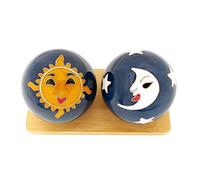 Top Chi Sun and Moon Baoding Balls with Bamboo Stand (Large 2 Inch)