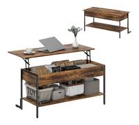 HOMCOM Industrial Lift Top Coffee Table with Storage Shelf Rustic Brown | TJ Hughes