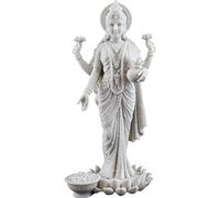 Top Collection 10.25" Lakshmi Statue in White Marble Finish - Hindu Goddess of Wealth, Prosperity, Wisdom and Fortune Sculpture