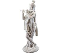 Top Collection 10" Krishna Statue in White Marble Finish- Hindu God of Love and Divine Joy Sculpture