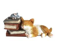 Top Collection Enchanted Story Garden Kitten Napping on Books Trinket Box and Ring Holder Outdoor Decor