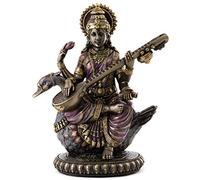 Top Collection Hindu Goddess of Music and Knowledge Saraswati Sitting on Swan Playing the Vina Statue Sculpture