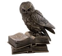 Top Collection Owl on Book Statue - Great Horned Owl Sculpture in Premium Cold Cast Bronze- 7-Inch Collectible Animal Figurine