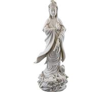 Top Collection Quan Yin Statue on Lotus Pedestal - Kwan Yin Goddess of Mercy and Compassion Sculpture in White Marble Finish- 12.5-Inch Buddhist Figurine