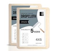 Top Cotton Canvas Drop Cloth 2Pcs, Reusable Paint Drop Cloth, 100% Recycled Cotton Canvas Tarp Cover for Painter, Furniture, Floor Protection, All Purpose Painters Dropcloth for Christmas DIY (4x5FT)