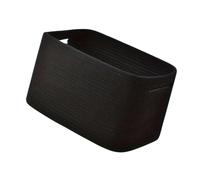 Top Cotton Linen Rectangle Organizer with Side, Black | Rectangular Cotton Linen Woven Bin with Open Top Side Handles for Bedroom Blanket Toy Clothing Storage