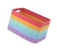 Top Cotton Linen Rectangle Organizer with Side, Red orange1 Blue | Rectangular Cotton Linen Woven Bin with Open Top Side Handles for Bedroom Blanket Toy Clothing Storage