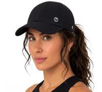 TOP-EX ChicPony Messy Bun Thick Hair Women's High Ponytail Sun Hat,Breathable Cooling Baseball Cap,Waterproof for Light Rain Lightweight Adjustable Running Black S/M