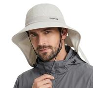 TOP-EX Cooling Sun Hat for Men Wide Brim Neck Flap UV 50 Outdoor Hat for Fishing Hiking Foldable Adjustable Fit for Summer Safari Glacier Grey M/L