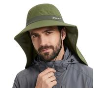 TOP-EX Cooling Sun Hat for Men Wide Brim Neck Flap UV 50 Outdoor Hat for Fishing Hiking Foldable Adjustable Fit for Summer Safari Green M/L