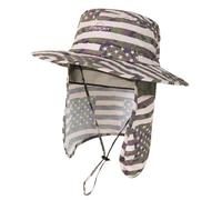 TOP-EX Cooling UPF 50 Sun Hats Men with Neck Cover Wide Brim Summer UV Protection Hiking Safari Hat Waterproof Fishing Boonie Hat Breathable Sunhat for Outdoor, Army Green Camouflage Flag, L/XL