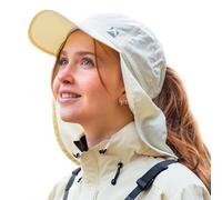 TOP-EX L/XL Pony Hole Baseball Cap with Neck Flap Wide Brim UPF 50 Women Sunhat Summer Fishing Golf Hat for Ladies Waterproof Camping Hat Foldable Beige Large