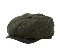 TOP-EX L/XL/XXL Wool Tweed Newsboy Cap for Men 8 Panels Baker Boy Hat Flat Peak Cap Warm Winter Hat Vintage Gatsby Ivy Golf Cabbie Hat Driving Hat Plaid Green L