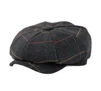 TOP-EX L/XL/XXL Wool Tweed Newsboy Cap for Men 8 Panels Baker Boy Hat Flat Peak Cap Warm Winter Hat Vintage Gatsby Ivy Golf Cabbie Hat Driving Hat Plaid Navy Blue XXL
