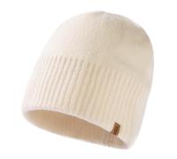 TOP-EX Large Winter 100% Merino Wool Trawler Fisherman Beanie Hat Men Women for Big Heads Warm Fleece Lined Thermal Wooly Hats for Running Golf Cold Weather White XL XXL
