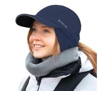 TOP-EX M/L/XL Waterproof Baseball Cap Women's Winter with Ear Flaps Ponytail Beanie Warm Hat with Fleece Lining Women's Running Winter Hat Reflective