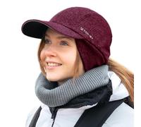 TOP-EX M/L/XL Waterproof Baseball Cap Women's Winter with Ear Flaps Ponytail Beanie Warm Hat with Fleece Lining Women's Running Winter Hat Reflective