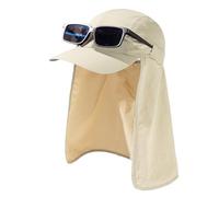 TOP-EX Mens Baseball Cap with Neck Flap Sun Hat with Detachable Neck Shade Cover UV SPF Protection Caps for Fishing Safari Outdoor Beige Large