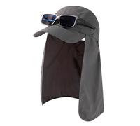 TOP-EX Mens Baseball Cap with Neck Flap Sun Hat with Detachable Neck Shade Cover UV SPF Protection Caps for Fishing Safari Outdoor Dark Grey Large