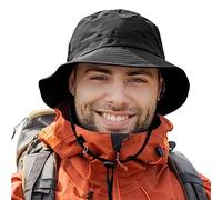 TOP-EX Mens Waterproof Bucket Hat for Walking Golf Safari Rain Hats SPF 50+ Sun Hat Foldable All Weather Hat Windproof Chin Strap Size Adjustable Black L/XL
