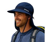 TOP-EX Mens Wide Brim Sun Hat with Neck Protection UPF 50 Oversized Cooling Hat for Fishing Hiking Big Head Adjustable Outdoor Cap Navy L/XL