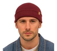 TOP-EX PolarWool™ 80% Merino Wool Fisherman Beanie Hat for Men & Women, Warm Winter Wool Hats, Unisex Winter Cap Trawler Knitted Cuffed Hat for Outdoor Running Walking, Burgundy M/L