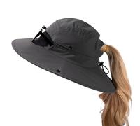 TOP-EX Ponytail Sun Hats for Women Summer Wide Brim UPF50+ Breathable Boonie Bucket Hat Waterproof Golf Hiking Fishing Packable Big Head Dark Grey Large XL XXL