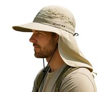 TOP-EX Sun Hat Men Wide Brim with Neck Cover SPF 50 Cooling Oversized Cap for Big Heads Hiking Fishing Lightweight Breathable Safari Style Light Khaki XL/XXL