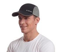 TOP-EX UVCoolix™ Running Cap Men Women, Lightweight Breathable Mesh Baseball Hat, UPF 50+ Sun Protection Sports Cap, Foldable Quick Dry Cooling Summer Hat for Golf Hiking, Obsidian Black, M/L