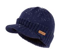 TOP-EX Waterproof Fleece Lined Beanies Hats with Peak for Men Winter Wooly Warm Cold Weather Thermal Knit Visor Cap Snow Big Head Navy Blue Medium Large M L