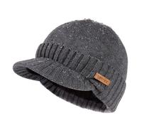 TOP-EX Waterproof Fleece Lined Beanies Hats with Peak for Men Winter Wooly Warm Cold Weather Thermal Knit Visor Cap Snow Big Head Grey Medium Large M L