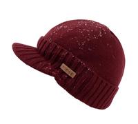 TOP-EX Waterproof Fleece Lined Beanies Hats with Peak for Men Winter Wooly Warm Cold Weather Thermal Knit Visor Cap Snow Big Head Red X-Large XX-Large XL XXL