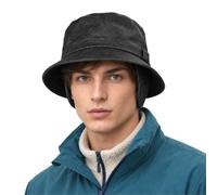 TOP-EX Waterproof Fleece Lined Winter Hat for Men with Ear Flaps | DryKnit, Faux Leather Shell, Polyester Fleece Lining, Fold-Down Ear Flaps, Wide Brim, Adjustable Chin Cord, Rain and Snow