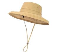 TOP-EX Waterproof Wide Brim Sun Hat for Women with Ponytail Hole UPF 50 - Lightweight Breathable Bucket Hat Foldable Packable for Beach Travel Gardening Outdoor Khaki S/M