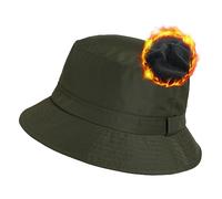 TOP-EX Waterproof Winter Bucket Hats for Men Women Warm Fleece Lined Rain Hats for Walking Hiking Fishing Outdoor Cold Weather Hats Windproof M/LGreen
