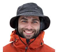 TOP-EX Waterproof Winter Earflap Bucket Hats with Ear & Neck Flap, Warm Fleece Lined Rain Hats for Walking Hiking Fishing Outdoor Cold Weather Hats Windproof Black XXL