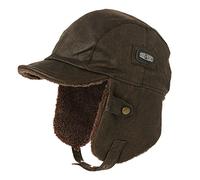 TOP-EX Winter Waterproof Trapper Hats for Men Faux Leather Aviator Pilot Cap with Ear Flaps Warm Fleece Lined Peaked Cap for Hunting Shooting Coffee L