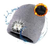 TOP-EX Winter Wooly LED Beanies Hats with Light Torch Rechargeable Waterproof Gifts for Men Women Dad Running Camping Dog Walking Big Head Grey X-Large XX-Large XL XXL