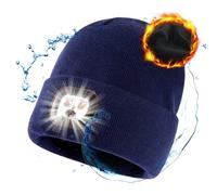 TOP-EX Winter Wooly LED Beanies Hats with Light Torch Rechargeable Waterproof Gifts for Men Women Dad Running Camping Dog Walking Big Head Navy Blue X-Large XX-Large XL XXL