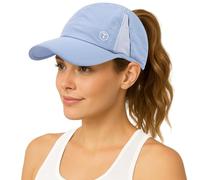 TOP-EX Womens High Ponytail Baseball Hat UPF 50 Cooling Summer Cap Golf Tennis Jogging Beach Holiday Foldable Sun Hat S/M Misty Periwinkle
