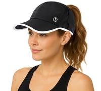 TOP-EX Womens High Ponytail Baseball Hat UPF 50 Cooling Summer Cap Golf Tennis Jogging Beach Holiday Foldable Sun Hat S/M Black-White