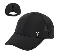 TOP-EX Womens High Ponytail Cap Black SPF 50 Waterproof Cooling Summer Baseball Hat Outdoor Work Active Sport Packable Adjustable XS