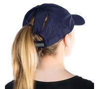 TOP-EX Womens High Ponytail Messy Bun Packable Unstructured Baseball Cap S/M UV Protection Sunhat Summer Running Golf Outdoor SPF 50 Navy Blue