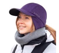 TOP-EX Women's Water-Repellent Ponytail Winter Cap, Fleece Lined | Fleece-lined ponytail cap with ear flaps, water resistance and reflective trim - for running, hiking, commutes and dusk jogs.