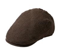 TOP-EX Wool Big Head Flat Newsboy Baker Boy Cap 95575 Herringbone Brown